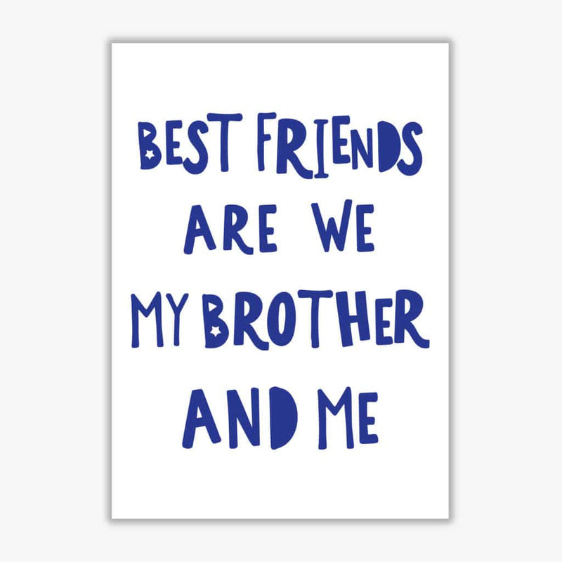 Brother best friends navy modern fine art print, framed childrens nursey wall art poster