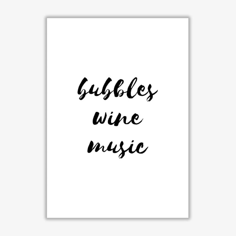 Bubbles wine music, bathroom modern fine art print, framed typography wall art
