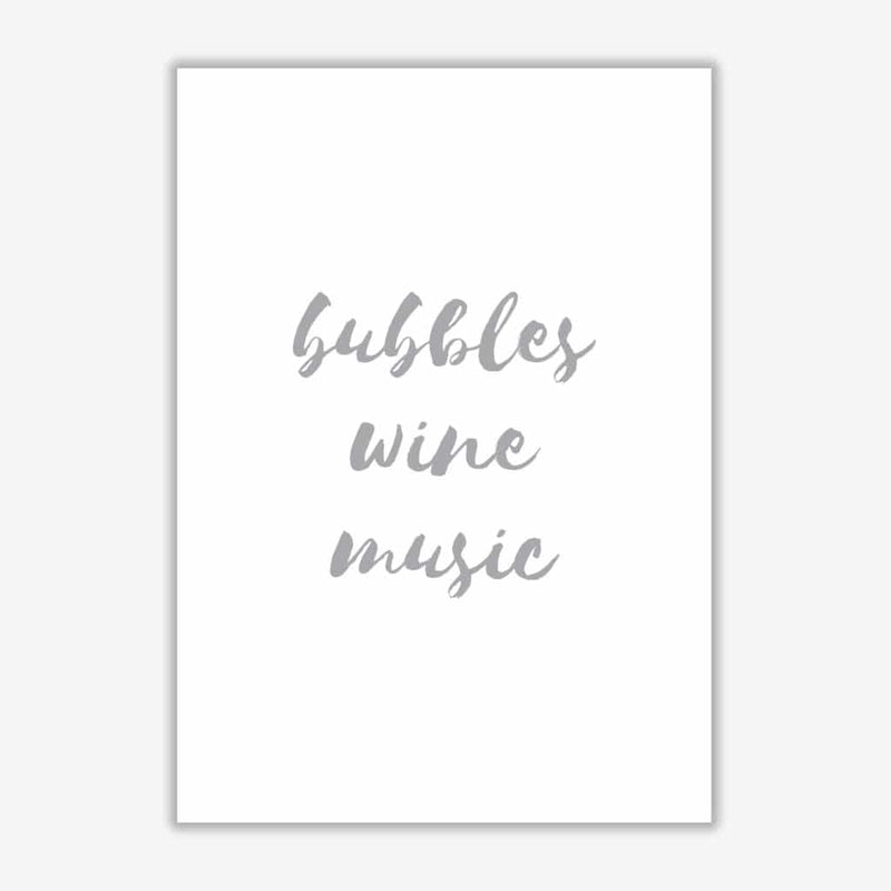 Bubbles wine music grey, bathroom modern fine art print, framed typography wall art
