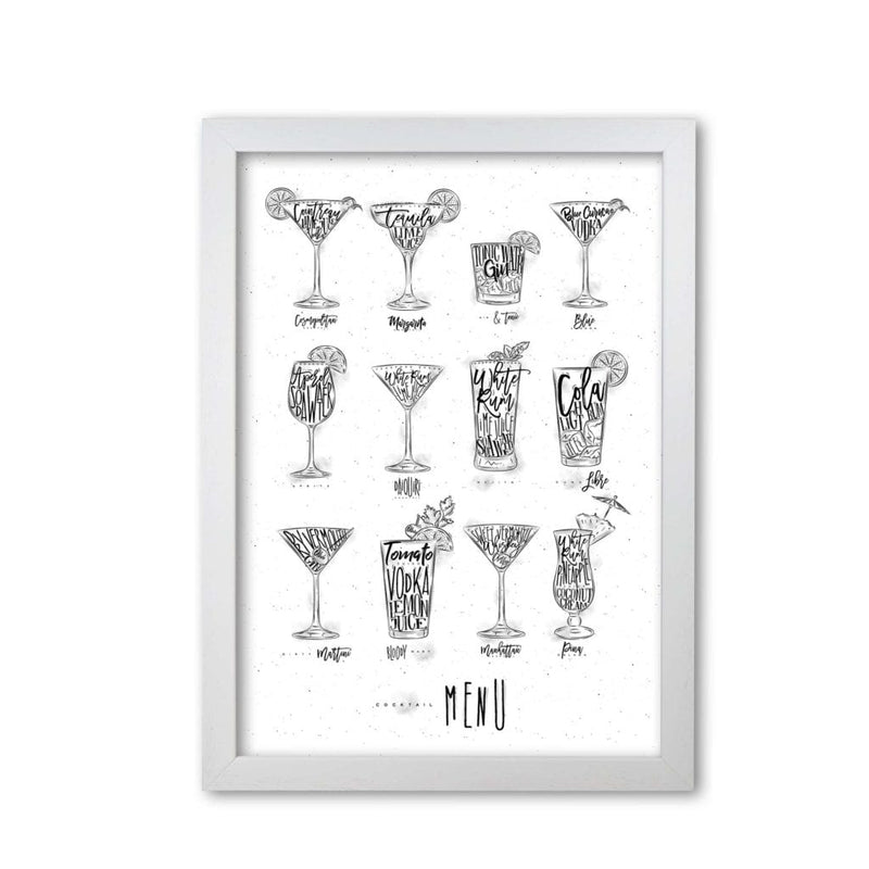 Cocktails menu modern fine art print, framed kitchen wall art