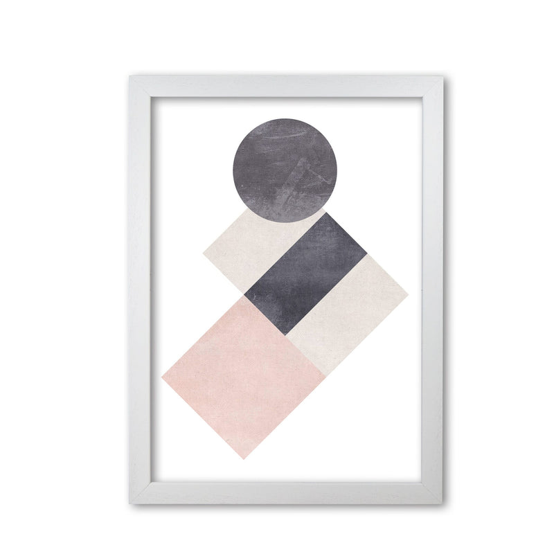 Cotton, pink and grey abstract squares and circle modern fine art print