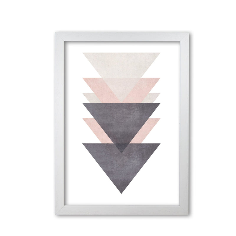 Cotton, pink and grey abstract triangles modern fine art print