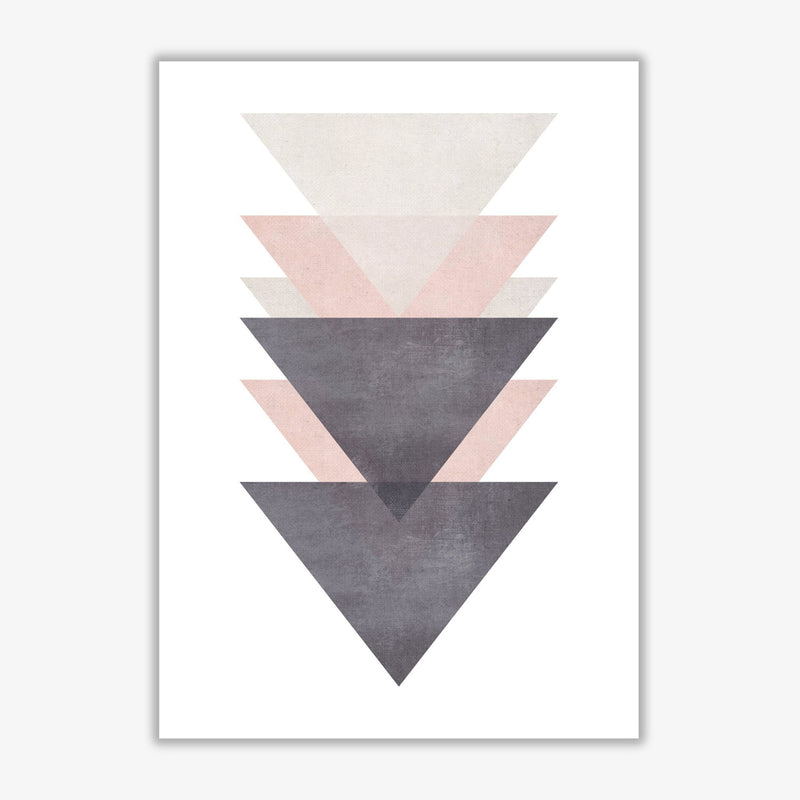 Cotton, pink and grey abstract triangles modern fine art print
