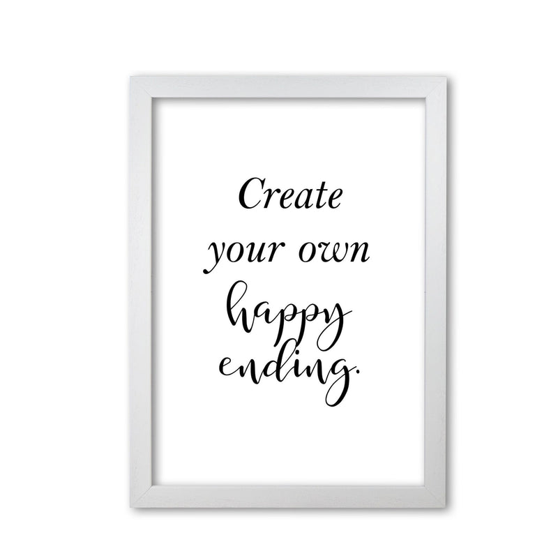 Create your own happy ending modern fine art print, framed typography wall art