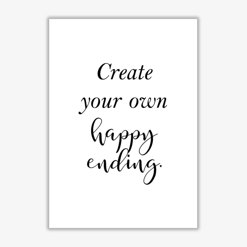 Create your own happy ending modern fine art print, framed typography wall art