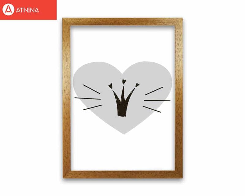 Crown with grey heart modern fine art print, framed childrens nursey wall art poster