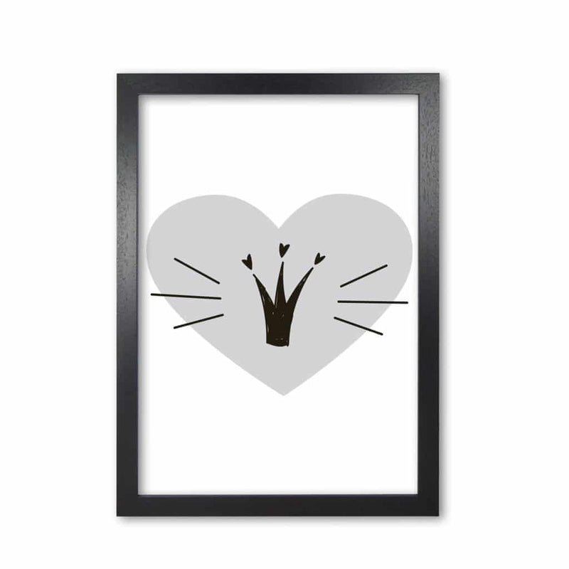 Crown with grey heart modern fine art print, framed childrens nursey wall art poster