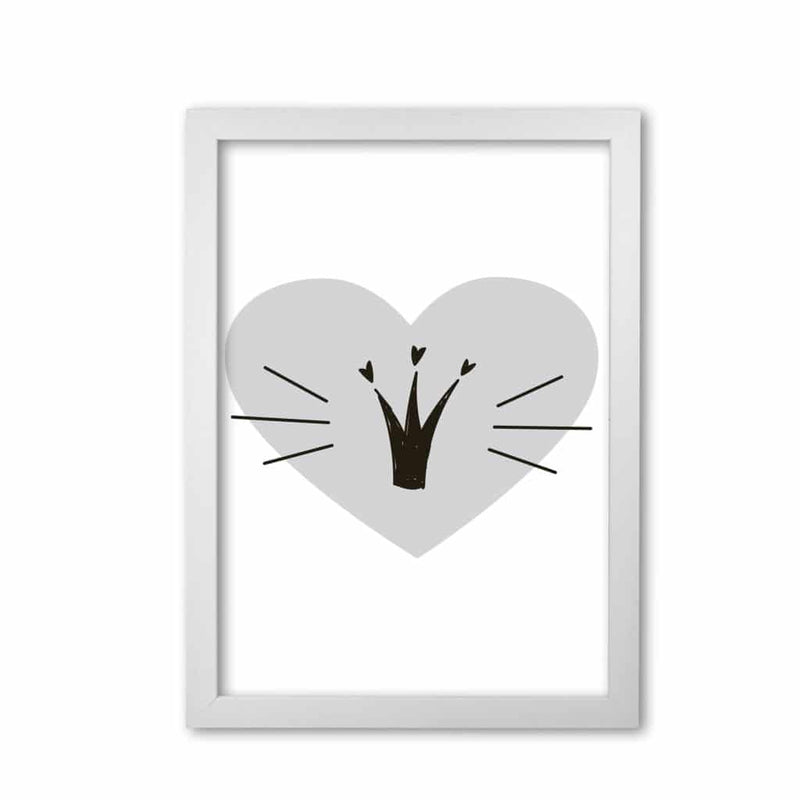 Crown with grey heart modern fine art print, framed childrens nursey wall art poster