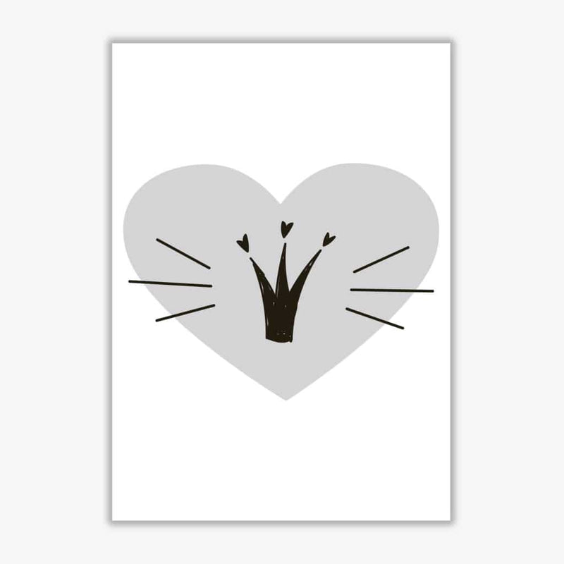 Crown with grey heart modern fine art print, framed childrens nursey wall art poster