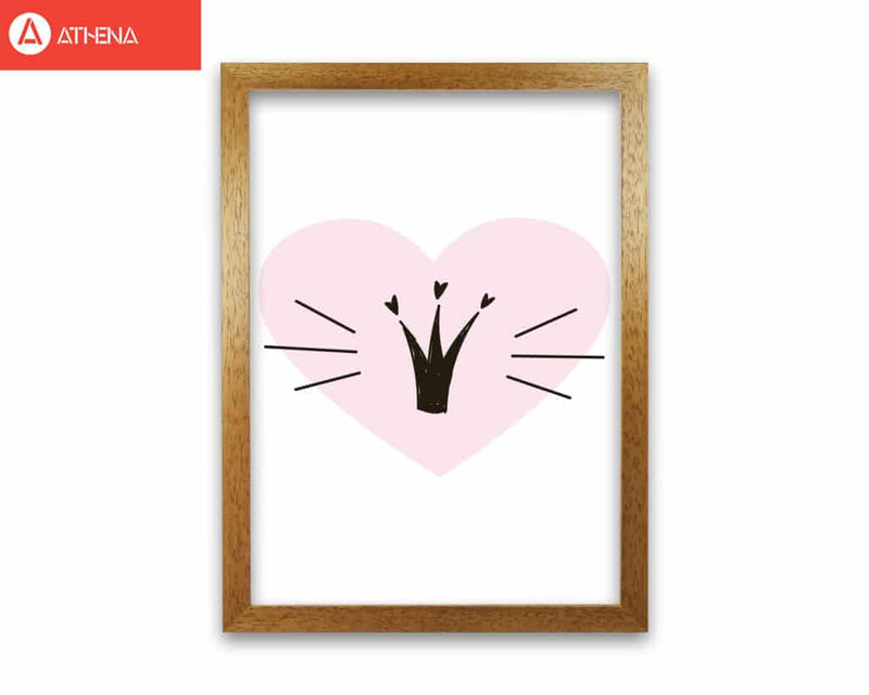Crown with pink heart modern fine art print, framed childrens nursey wall art poster