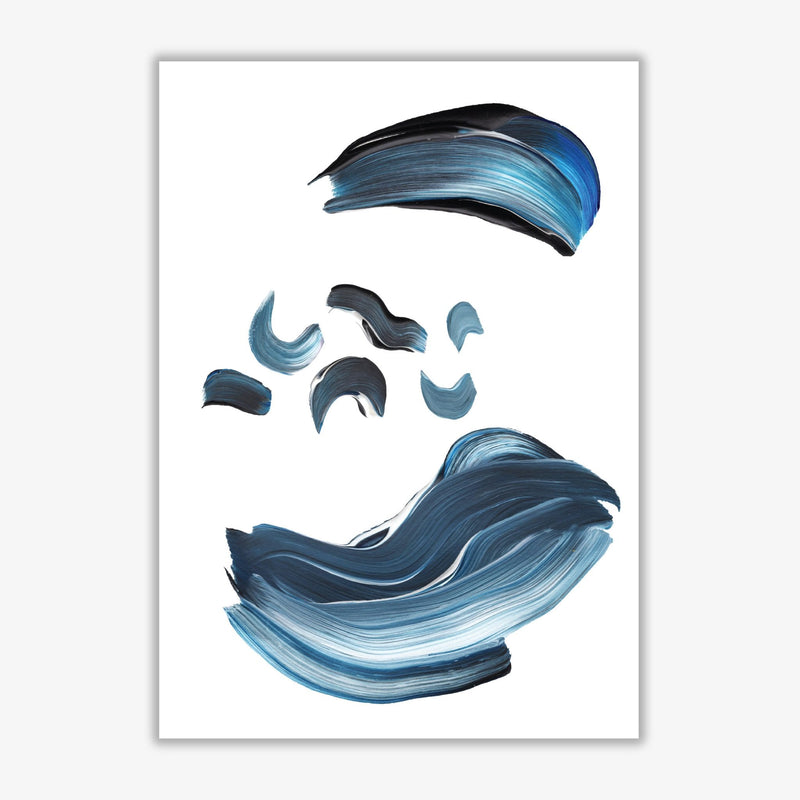 Dark blue and grey abstract paint strokes modern fine art print