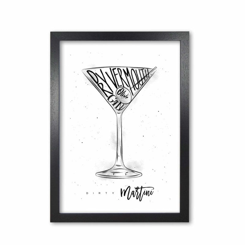 Dirty martini cocktail modern fine art print, framed kitchen wall art