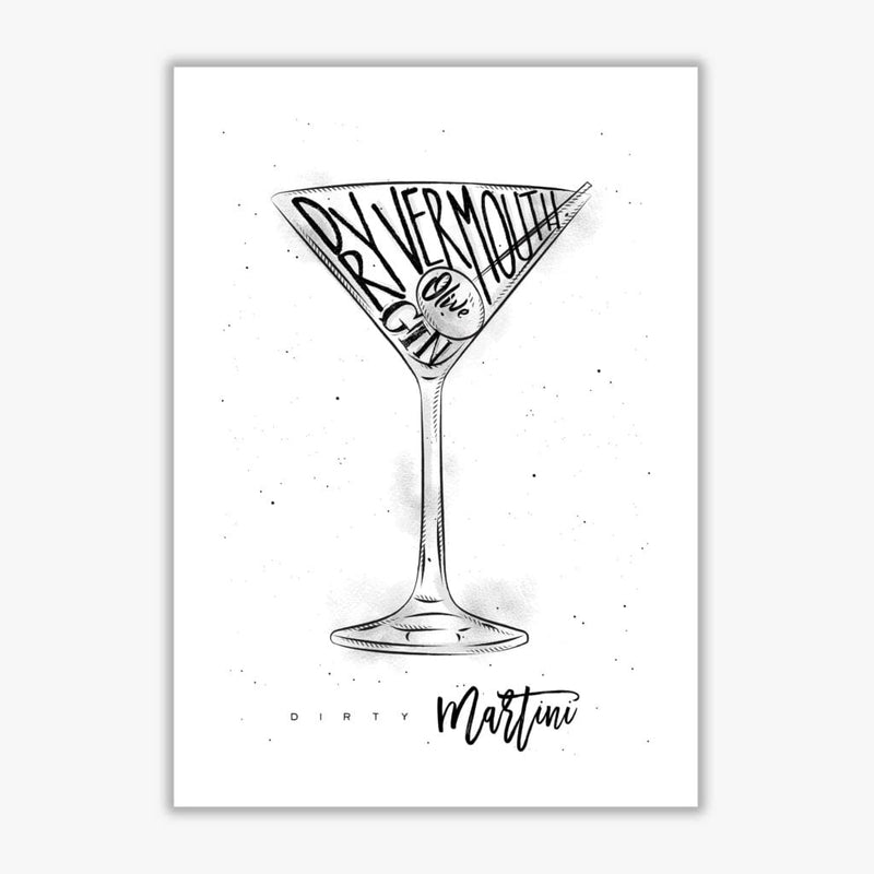 Dirty martini cocktail modern fine art print, framed kitchen wall art