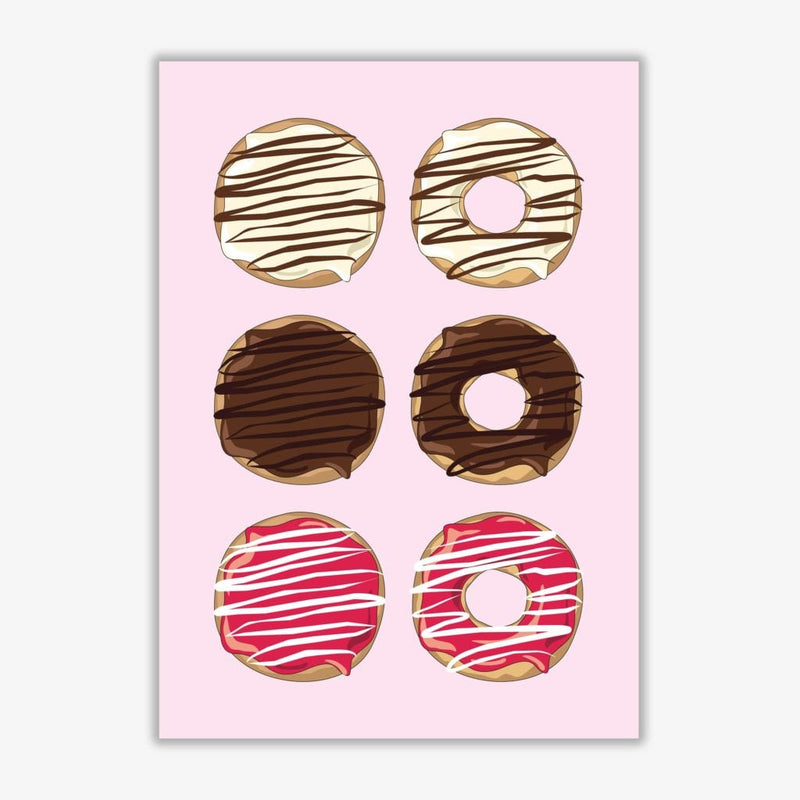 Donuts pink modern fine art print, framed kitchen wall art