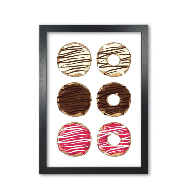 Donuts white modern fine art print, framed kitchen wall art