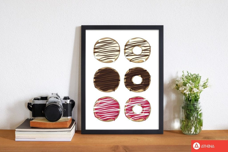 Donuts white modern fine art print, framed kitchen wall art