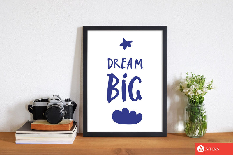 Dream big navy modern fine art print, framed typography wall art