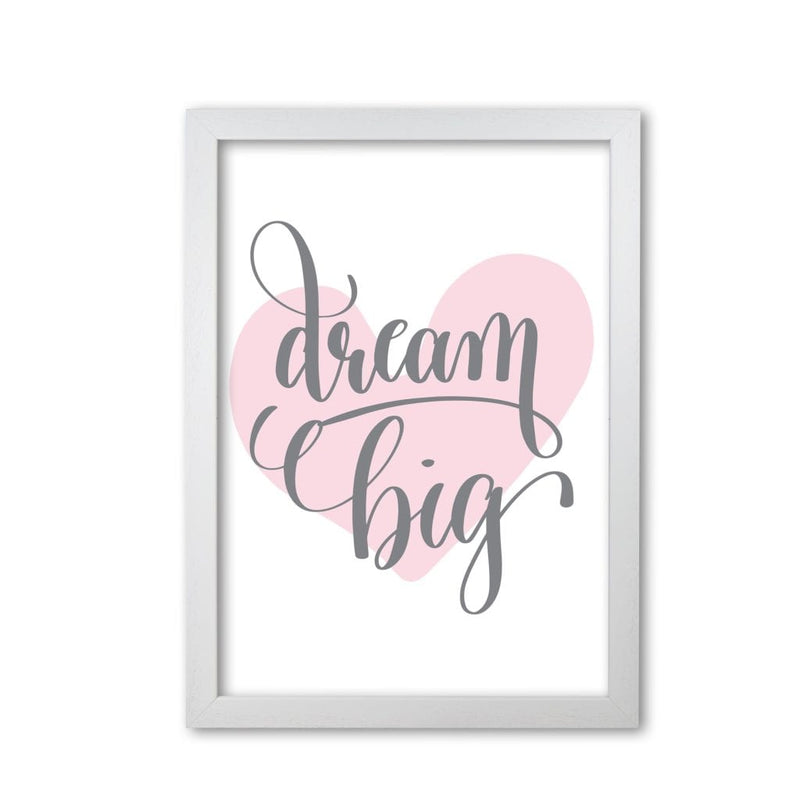 Dream big pink heart modern fine art print, framed childrens nursey wall art poster