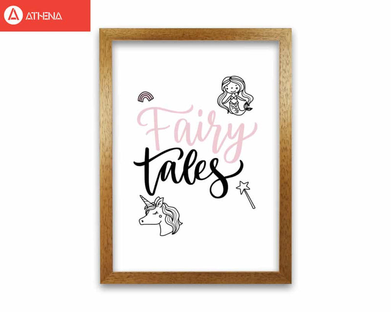 Fairy tales black and pink modern fine art print, framed childrens nursey wall art poster