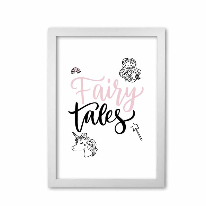 Fairy tales black and pink modern fine art print, framed childrens nursey wall art poster