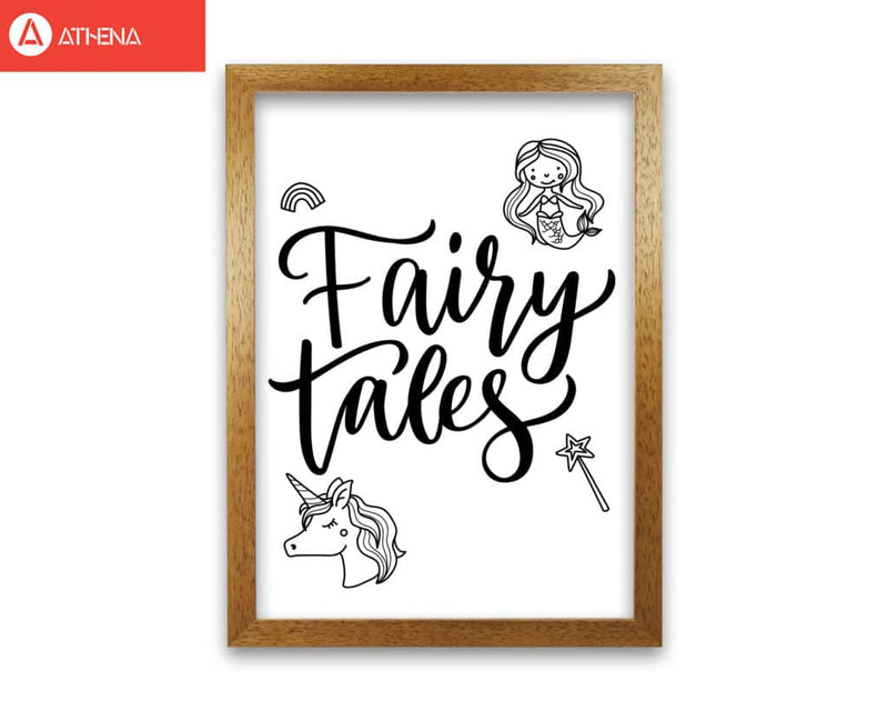 Fairy tales black modern fine art print, framed childrens nursey wall art poster