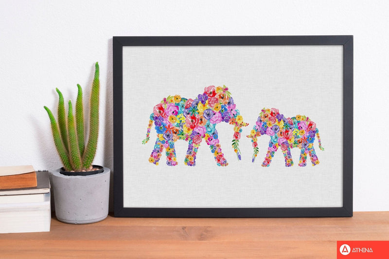 Floral elephants fine art print by orara studio