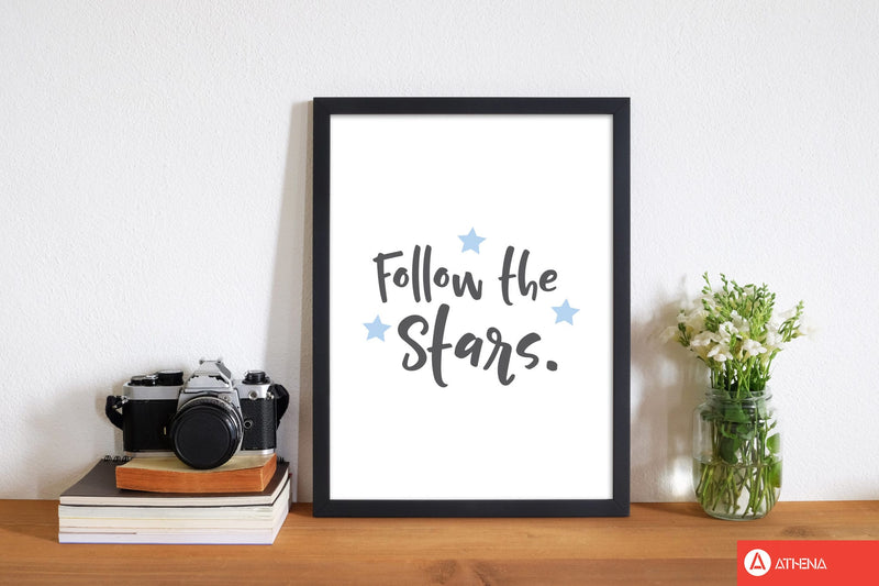 Follow the stars modern fine art print, framed typography wall art