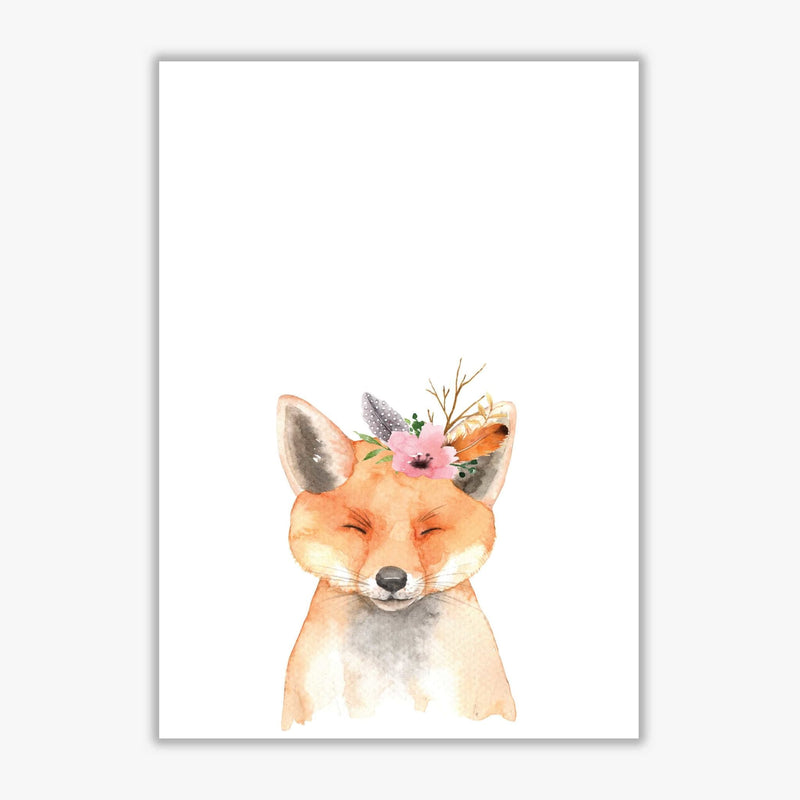 Forest friends, floral cute fox modern fine art print
