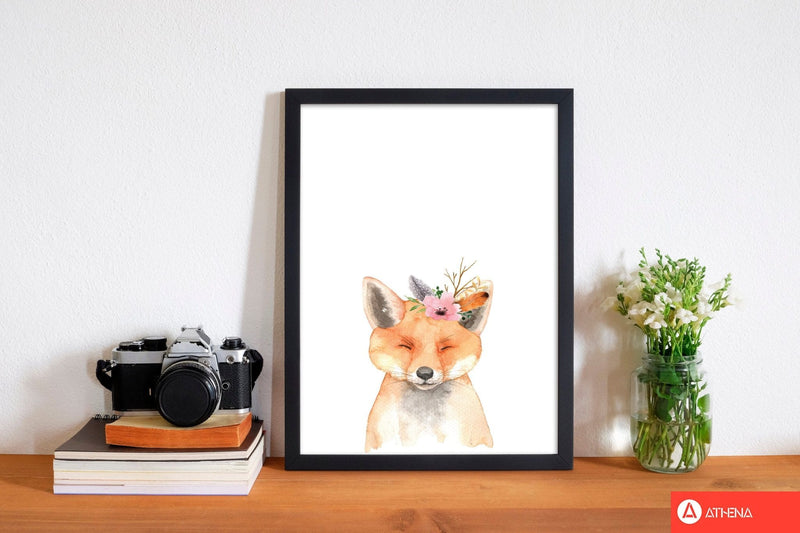 Forest friends, floral cute fox modern fine art print
