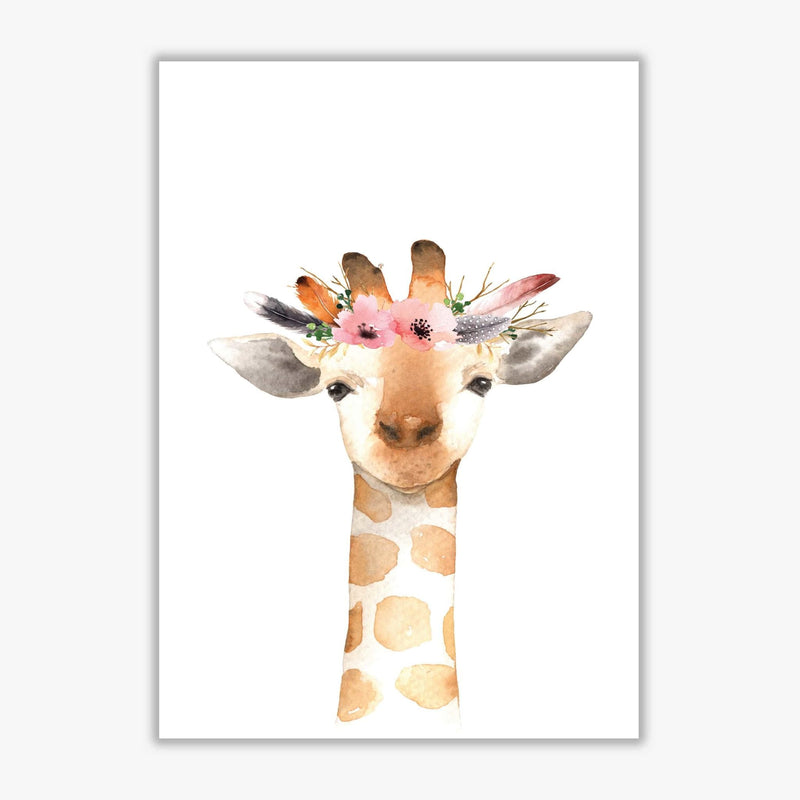 Forest friends, floral cute giraffe modern fine art print
