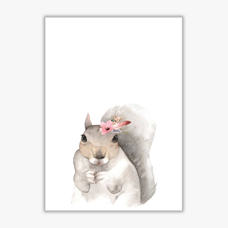 Forest friends, floral cute squirrel modern fine art print