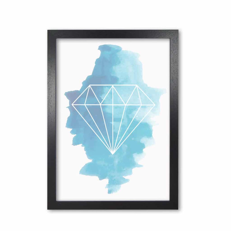 Geo diamond blue watercolour modern fine art print