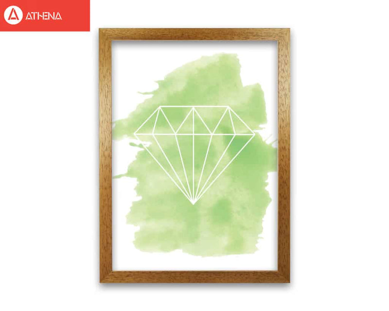 Geo diamond green watercolour modern fine art print