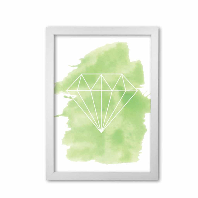 Geo diamond green watercolour modern fine art print