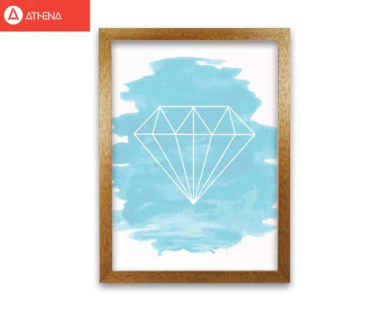 Geo diamond light blue watercolour modern fine art print