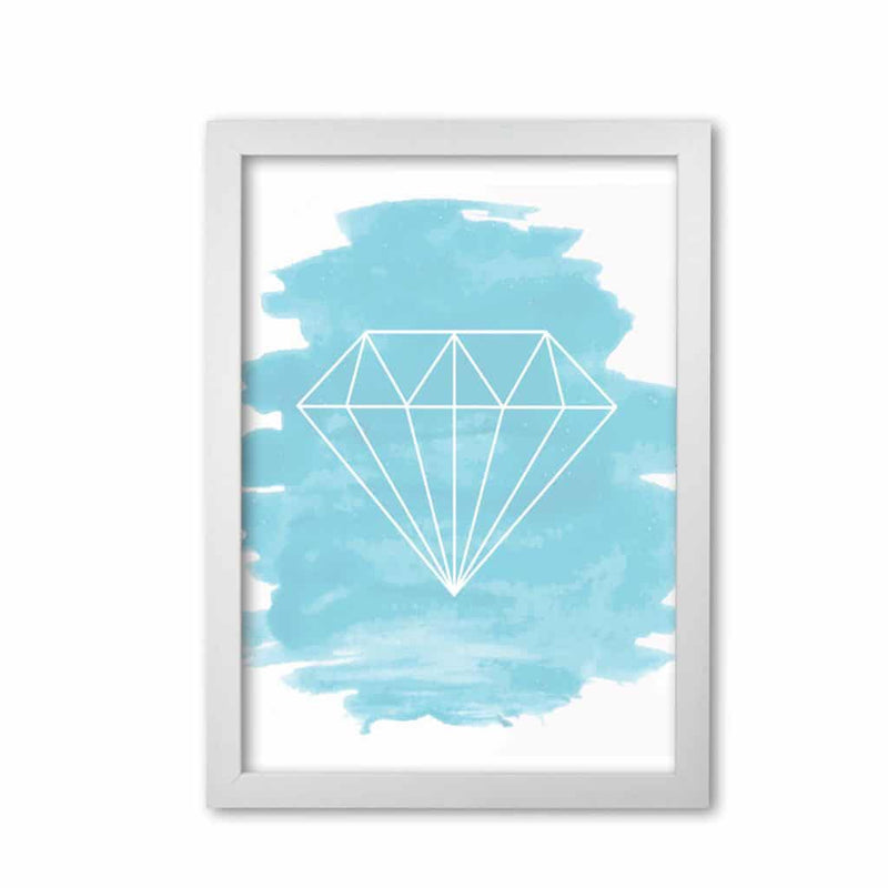 Geo diamond light blue watercolour modern fine art print
