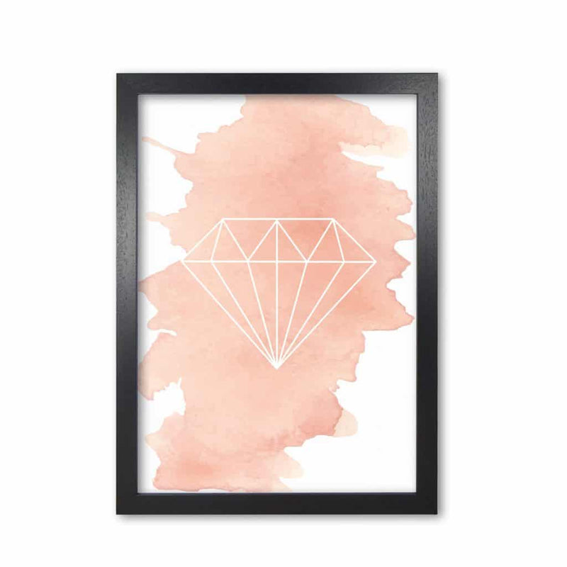 Geo diamond peach watercolour modern fine art print