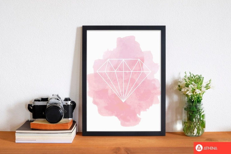 Geo diamond pink watercolour modern fine art print