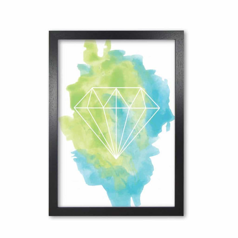 Geo diamond turquoise multi watercolour modern fine art print