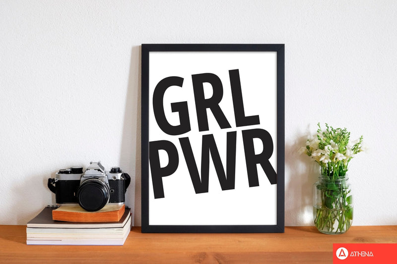 Girl power modern fine art print, framed typography wall art