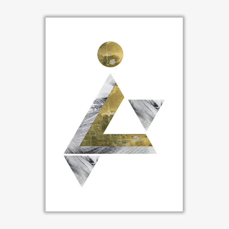 Gold and grey triangle with moon abstract modern fine art print