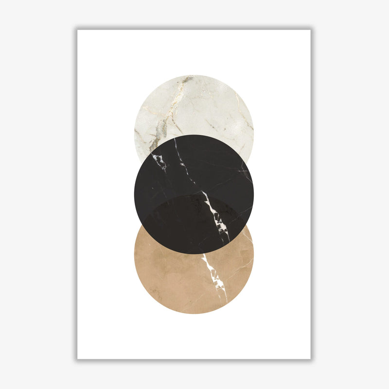 Gold, beige and black marble abstract circles modern fine art print