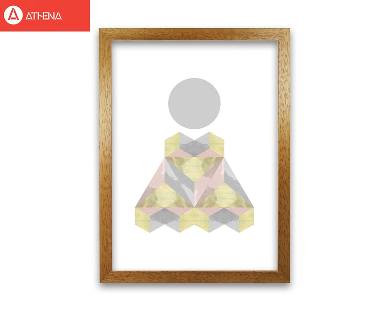 Gold, pink and grey abstract shapes modern fine art print