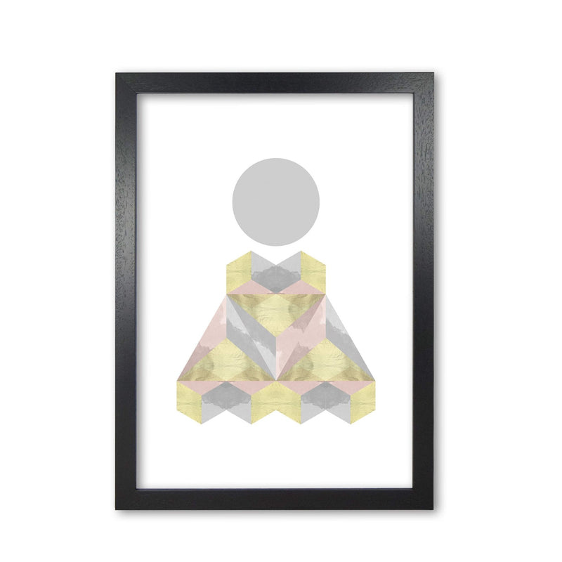Gold, pink and grey abstract shapes modern fine art print