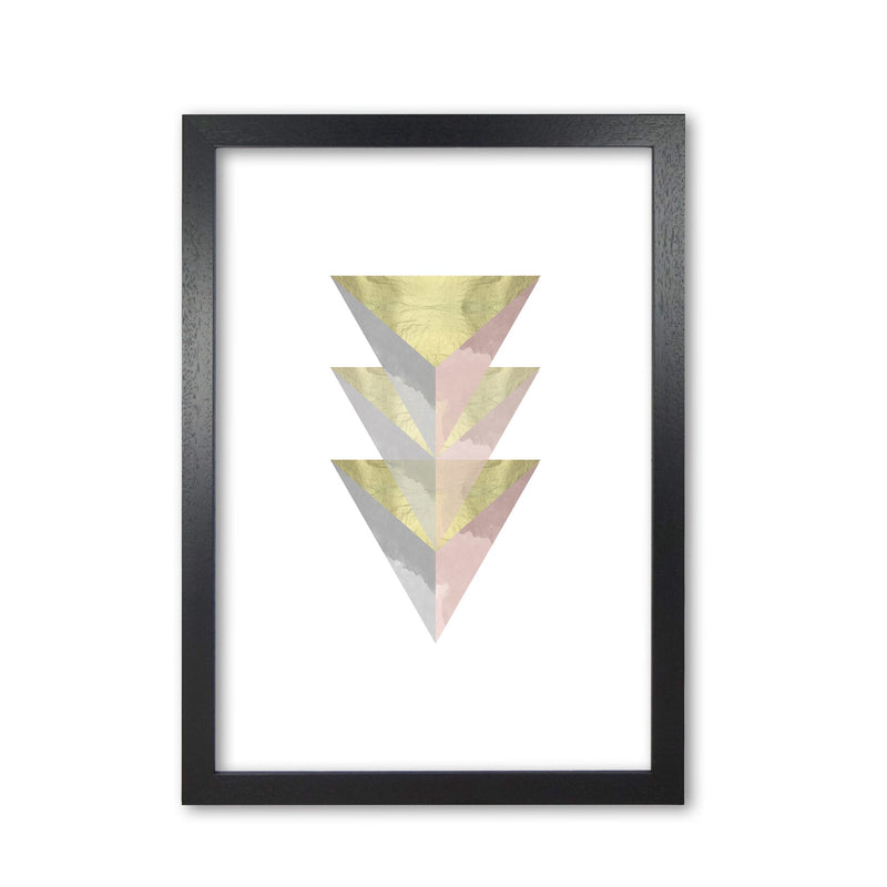 Gold, pink and grey abstract triangles modern fine art print