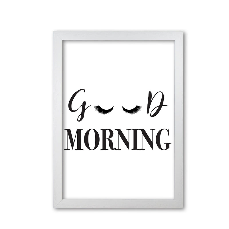 Good morning lashes modern fine art print, framed typography wall art
