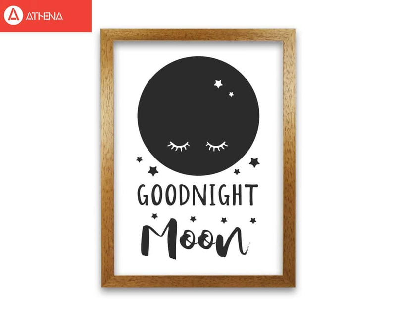 Goodnight moon black modern fine art print, framed childrens nursey wall art poster