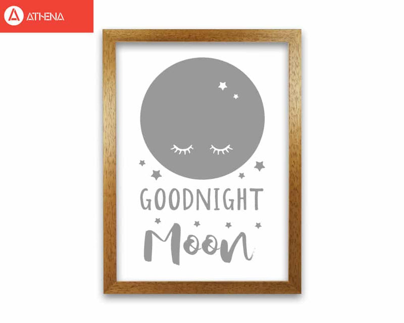 Goodnight moon grey modern fine art print, framed childrens nursey wall art poster