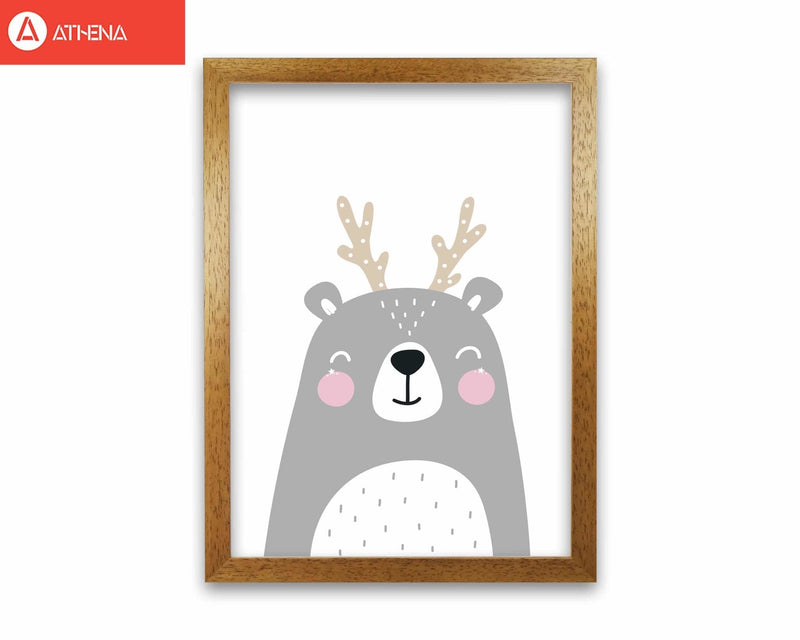 Grey bear with antlers modern fine art print