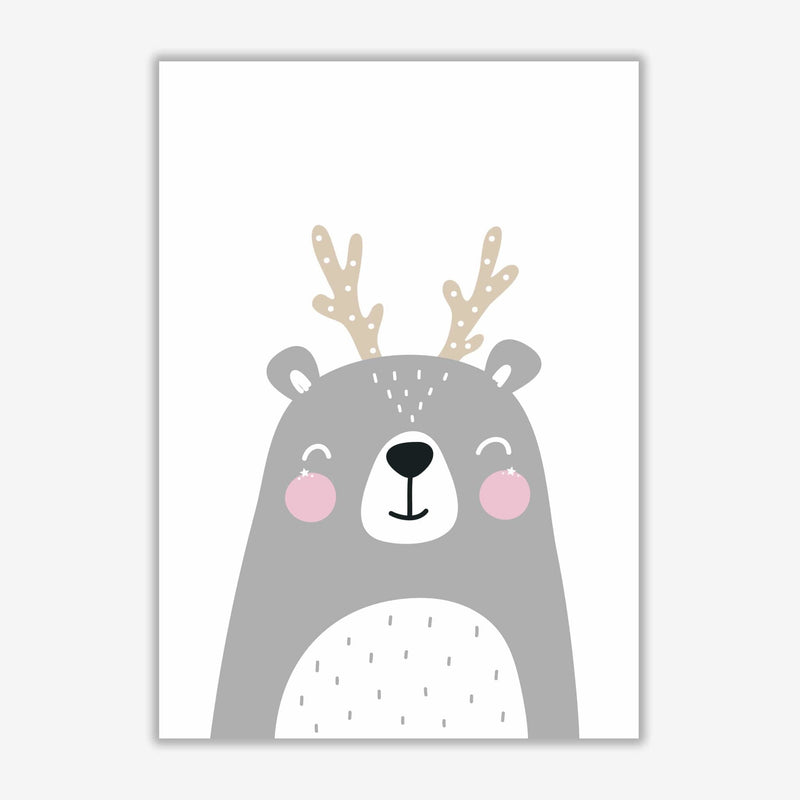 Grey bear with antlers modern fine art print